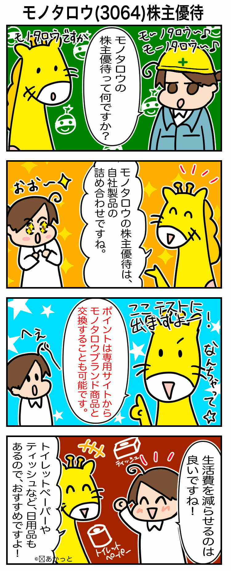 モノタロウ(3064)株主優待についての解説漫画
